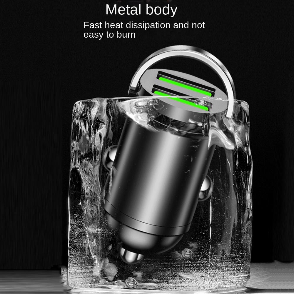 Dual USB Pull Ring Car Charger Fast Charging Mini Car Charger Car Power Adapter Car Accessories