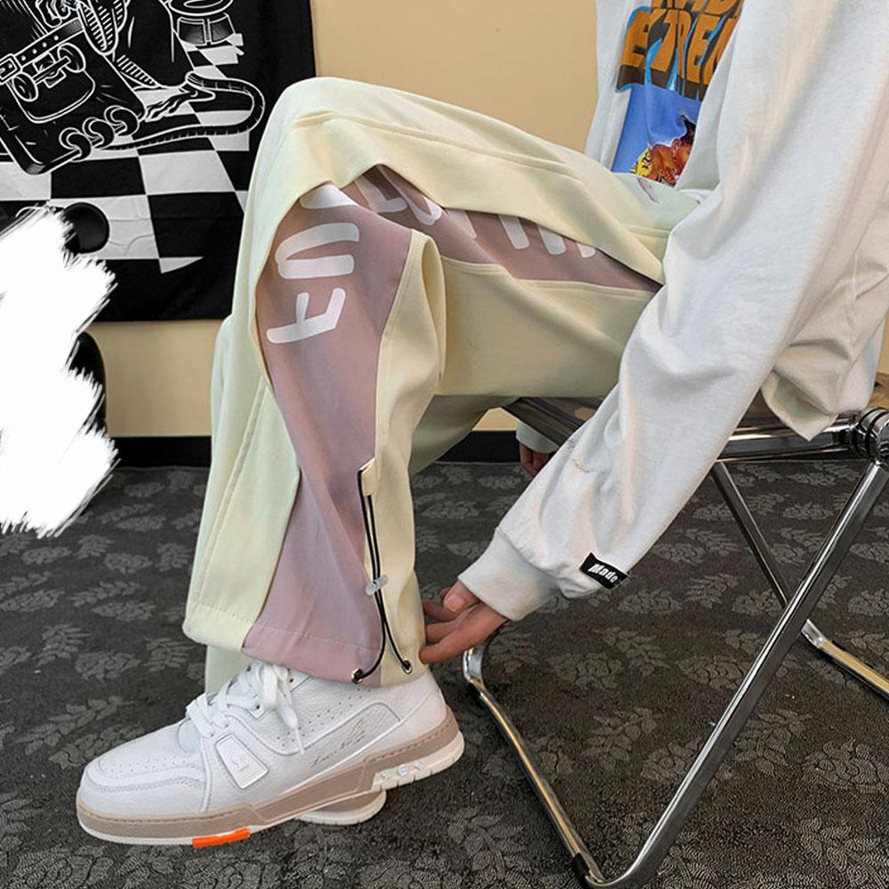 Dámské Letter Print Hedvábné Cargo Basketbalové kalhoty Muži Letní Šňůrka Běžné Y2K Baggy Kalhoty Streetwear Gym Sport Homme 2023