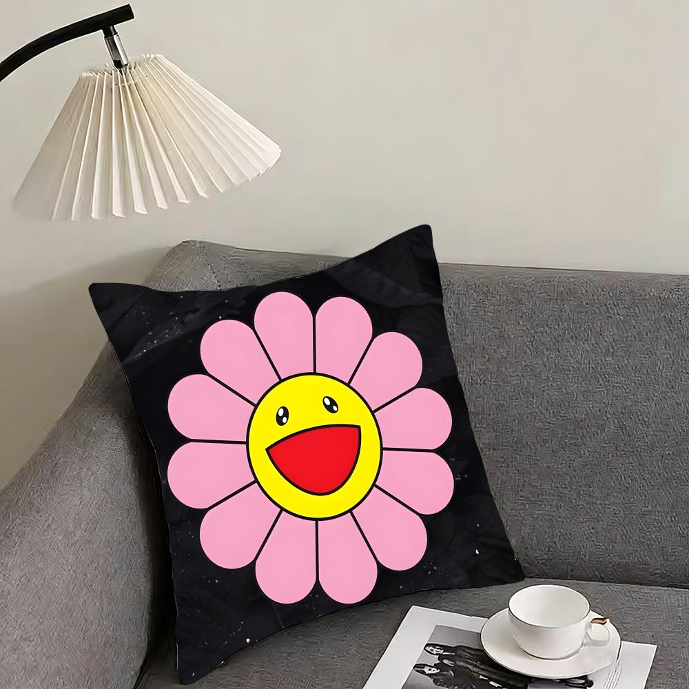 

TTakashis MurakamisS Logo Cushion Cover Pillowcase Ultra Soft Skin Friendly Fabric Cloud Like Comfort Concealed Zipper 30x30cm