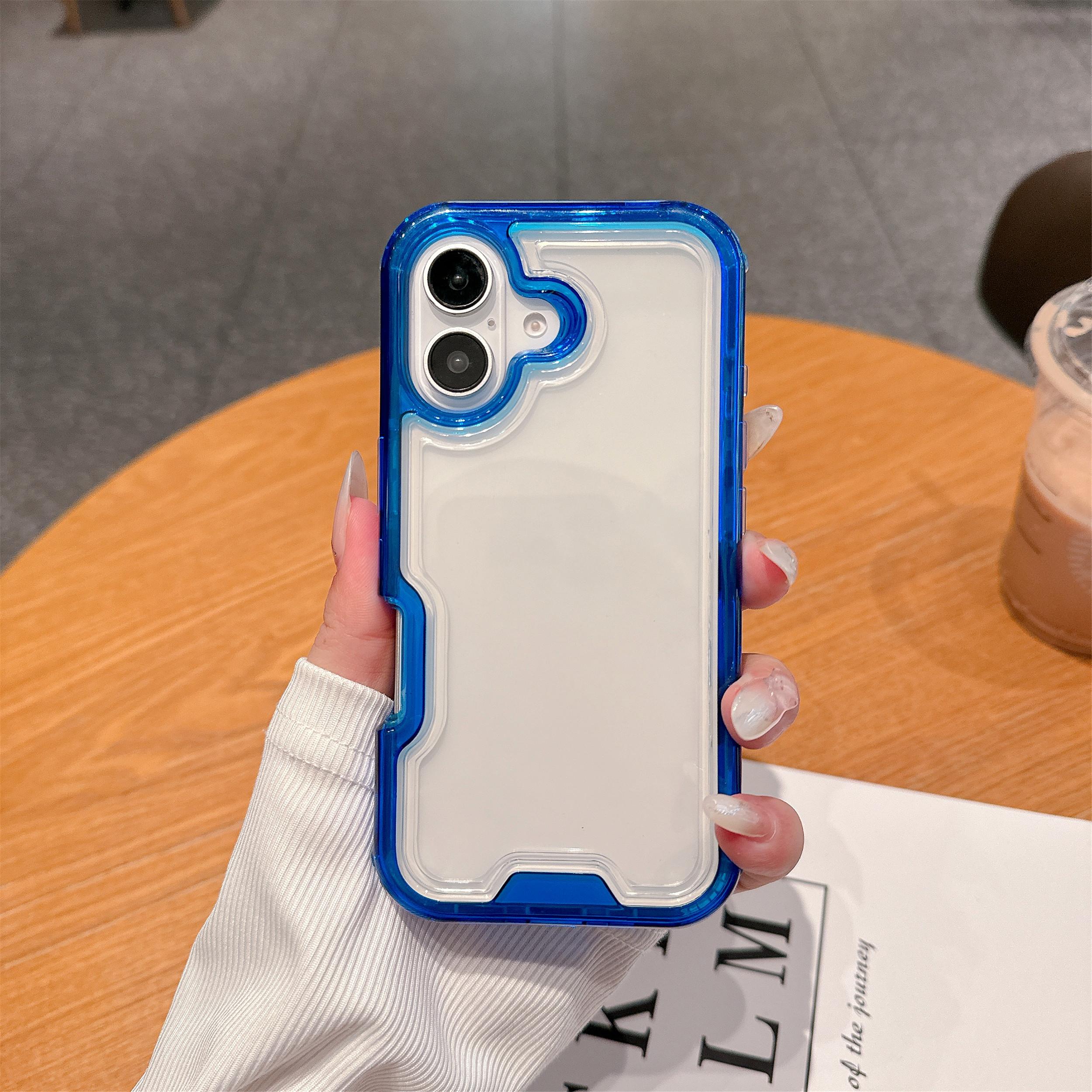 

For iPhone 16 Case Detachable 2-in-1 TPU+PC Clear Drop-Proof Phone Cover Dark Blue