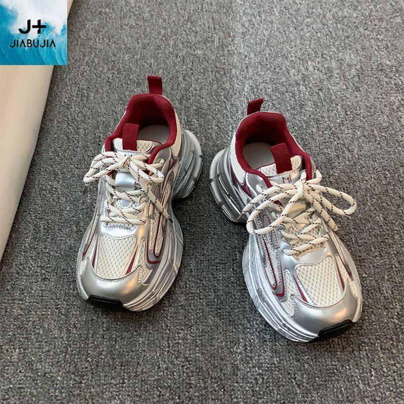 

Silver Women s Height-Increasing Dad Sneakers - 2025 New Autumn Thick-Soled Sporty Casual Shoes 40 Standard