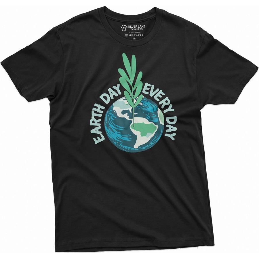 Earth Day T-Shirt Earth Day Every Day Planet Earth Celebration Day tee Shirt Nature Flora Fauna Tee, Black, Large XXXXXL чёрный