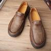 Retro Cow Leather Shoes Men Loafers Handmade Casual Leather Shoes Moccasins Men Flats Shoes