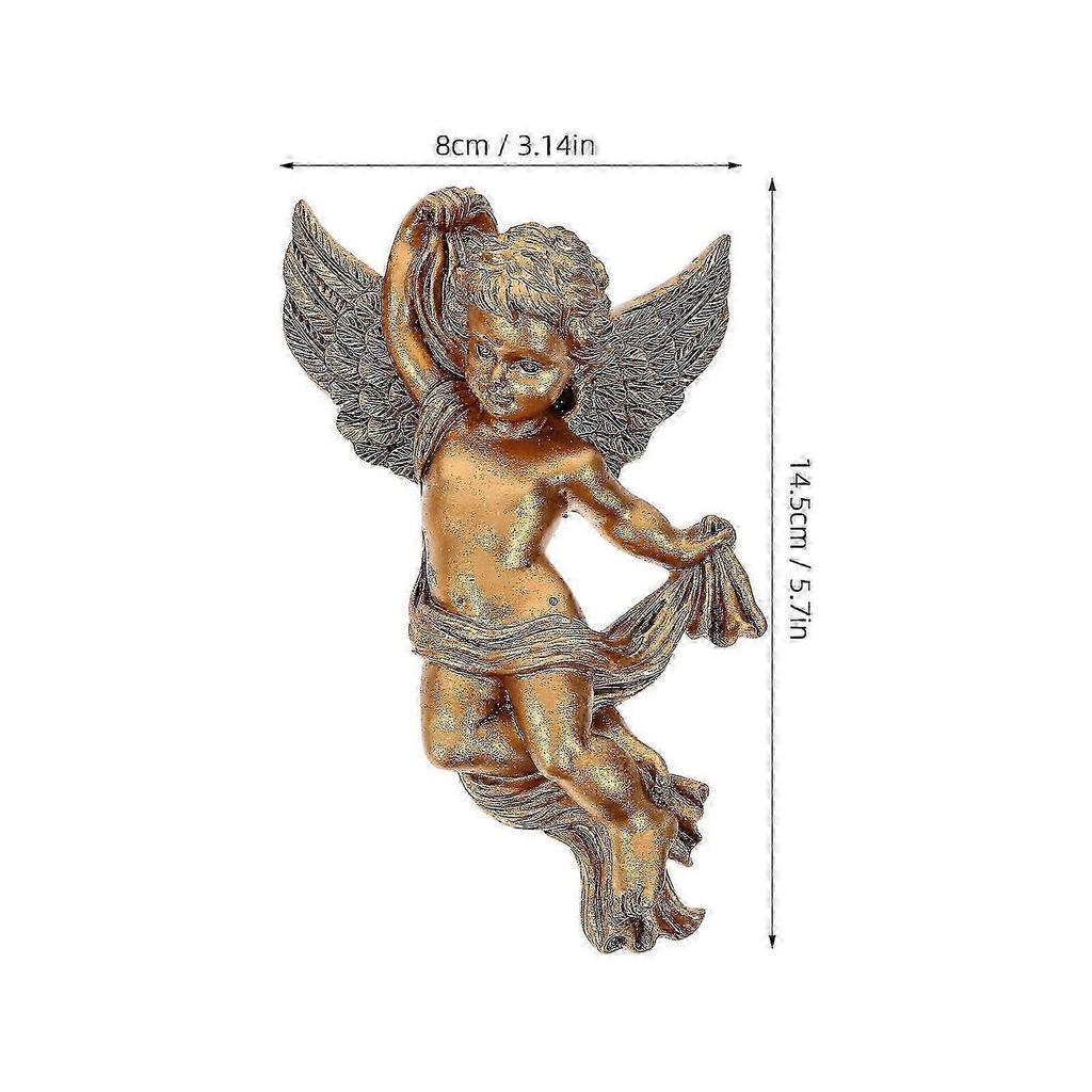 2026 Best!! Golden Resin Wall Hanging Angel Sculpture for Decor 2Pcs Set