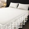 3pcs  Premium Luxury Bed Skirt Set,Washed Cotton and Brushed Bedsheet,Anti-Slip and, Machine Washable, Suitable for All Seasons