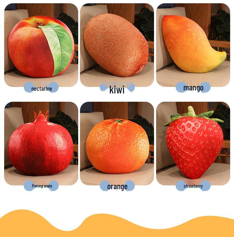 3D Fruit Plush Toy Cushion - Creative Cute Lumbar Pillow for Office & Photo Studio Decor
