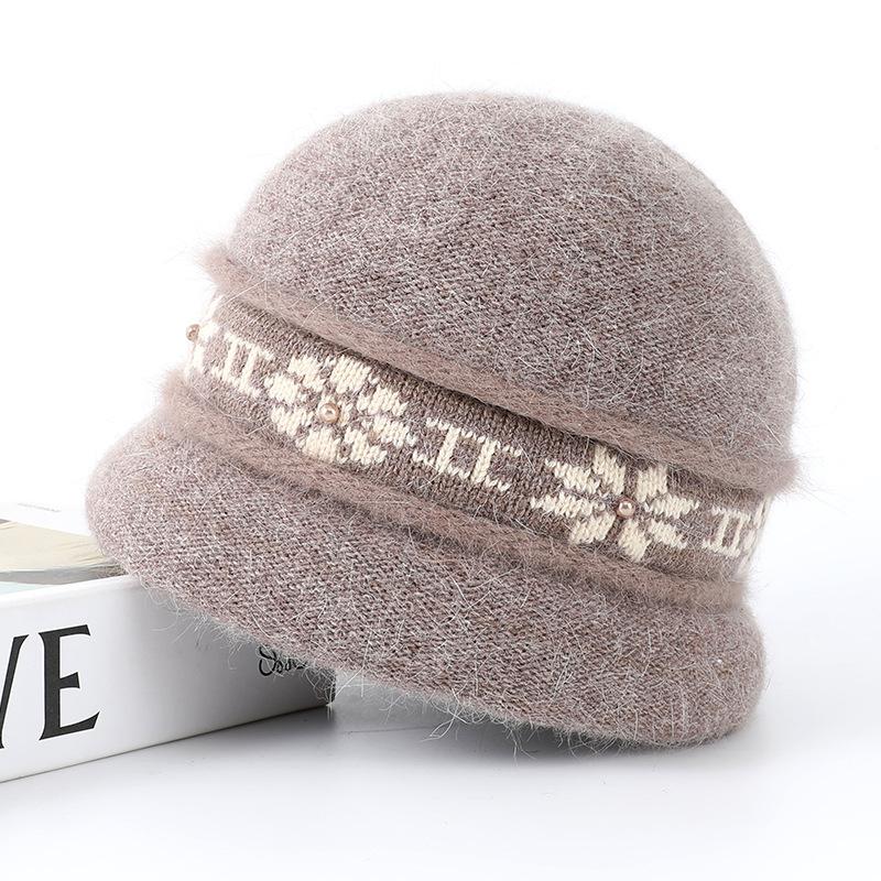 Knitted hat children elderly autumn and winter warm hat rabbit wool blend elderly thickened mother wool hat