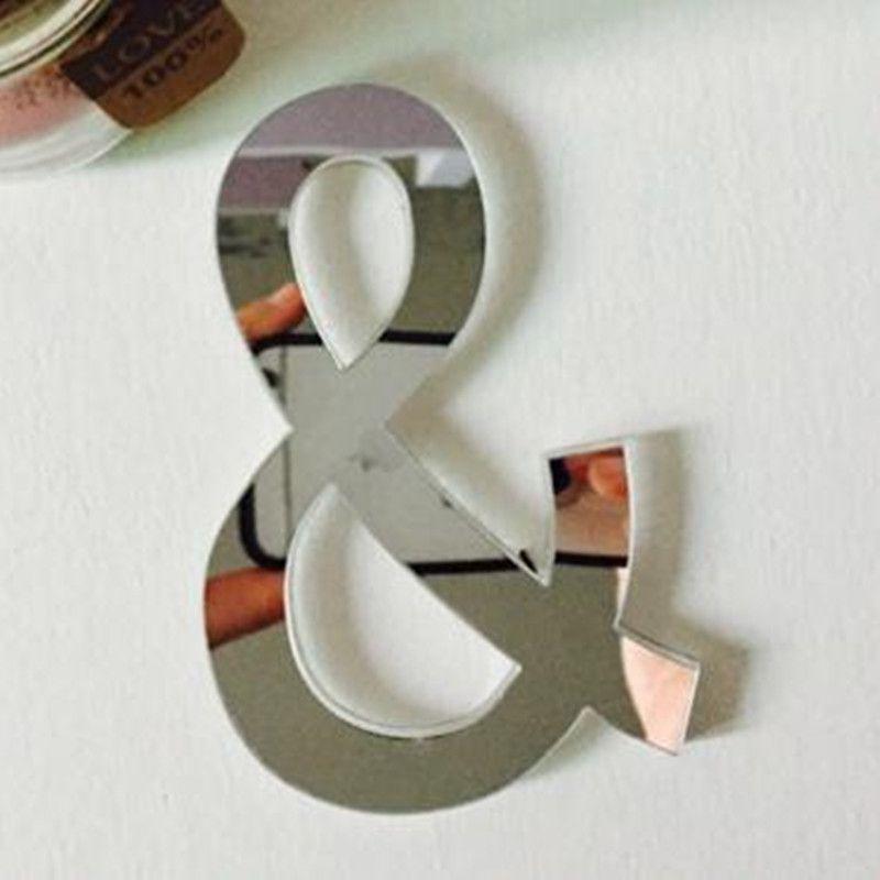 Chic 4 Letters Love Home Furniture Mirror Tiles Self-adhesive Wall Sticker Decor