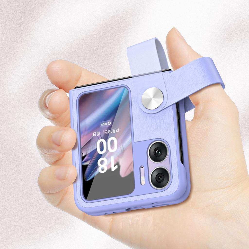 Etui na Oppo Find N2 Flip 5G z uchwytem na palec, etui typu flip na telefon, pokrowiec z PU skóry i PC ze stojakiem