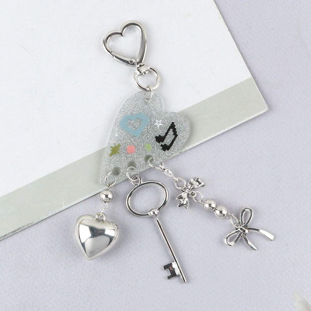 Rucksack Anhänger Y2K Schleife Herz Schlüsselanhänger Zink Zinklegierung Billard Schwarz 8 Schlüsselanhänger Geburtstag Kinder Geschenk