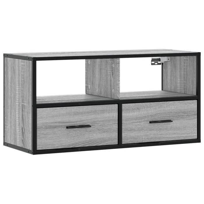 VidaXL Meuble TV sonoma gris 80x31x39,5 cm bois d'ingénierie et métal, support TV, armoire média, console TV, meuble HiFi, 848922