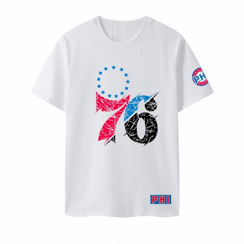 Philadelphia 76ers Basketball T-Shirt Trainingsanzug Sportliches Kurzarmshirt Herren Damen Übergroßes Trainingssport Kleidung für Frauen Männer L gray