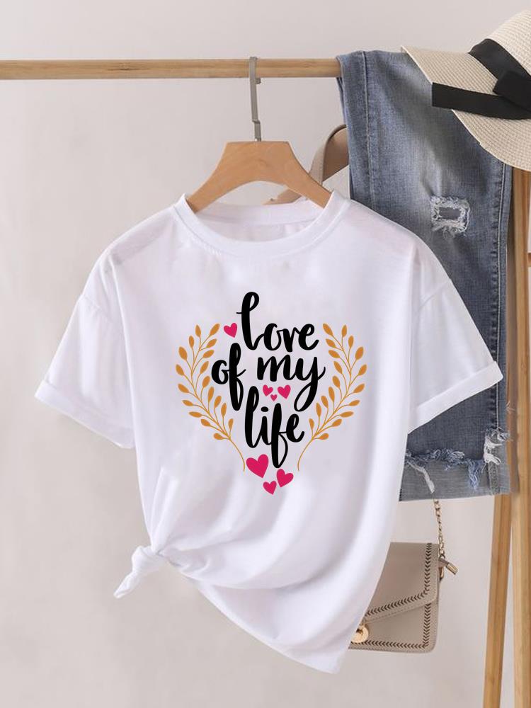 (Asian Size) 90s Flower Cute Clothing Lady O-neck Short Sleeve T-shirts Printed Female Top Casual T Shirt Fashion Women Graphic Tee