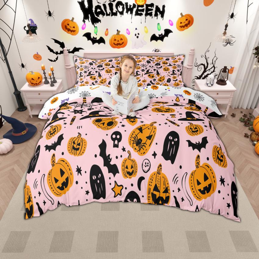 

Comforter Homewish Halloween Theme For Boys Girls 2Pcs/3Pcs Cartoon Pumpkin Bat Bedding Creepy Grave Print Bed Set Comforter (quilt)-EU Single(135*200cm)3pcs