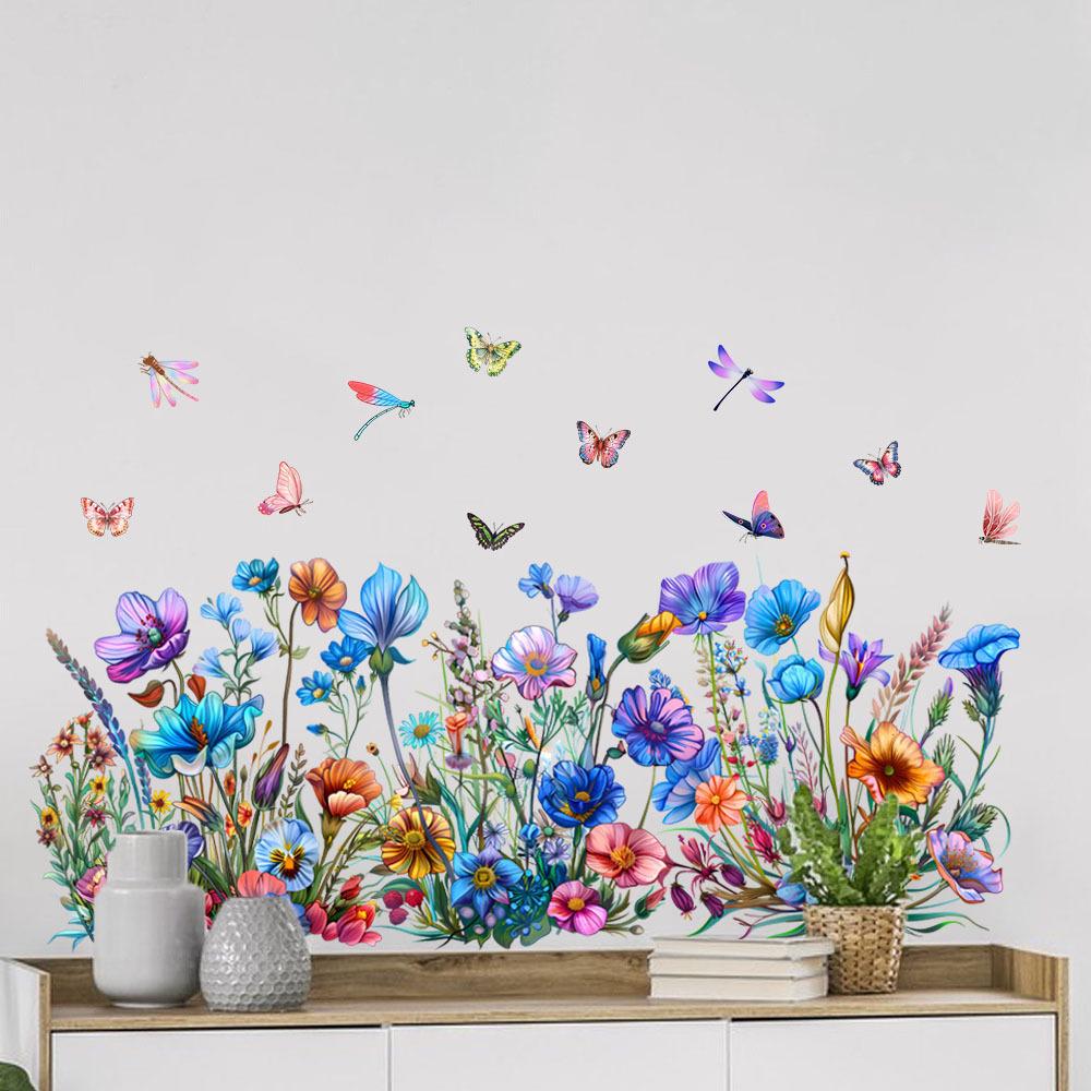 Colorful Floral & Butterfly Wall Stickers for Living Room, Bedroom, or Window