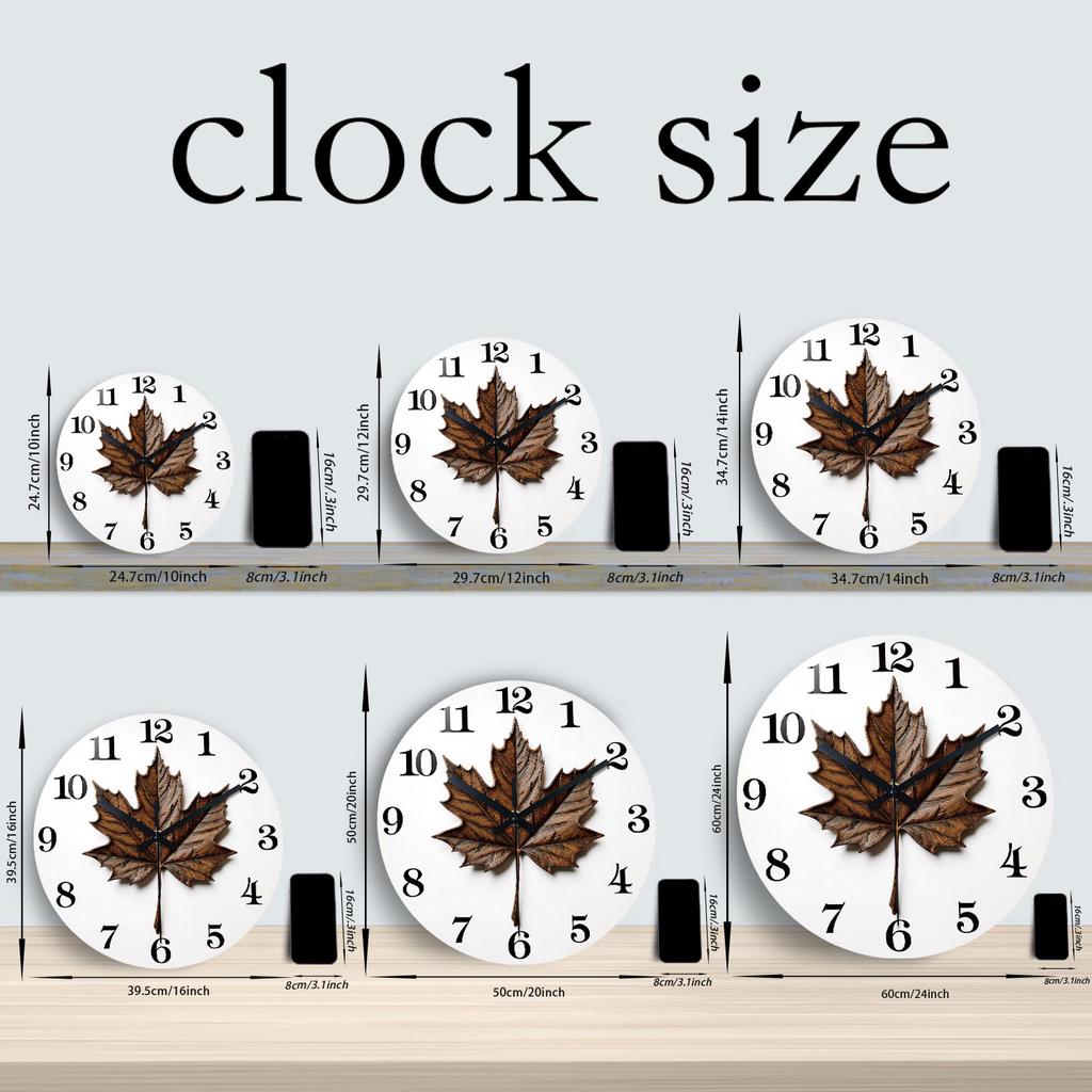 High-Quality Maple High-Quality Leaf High-Quality Wooden High-Quality Wall High-Quality Clock, 10-24Inch High-Quality Silent High-Quality Wall