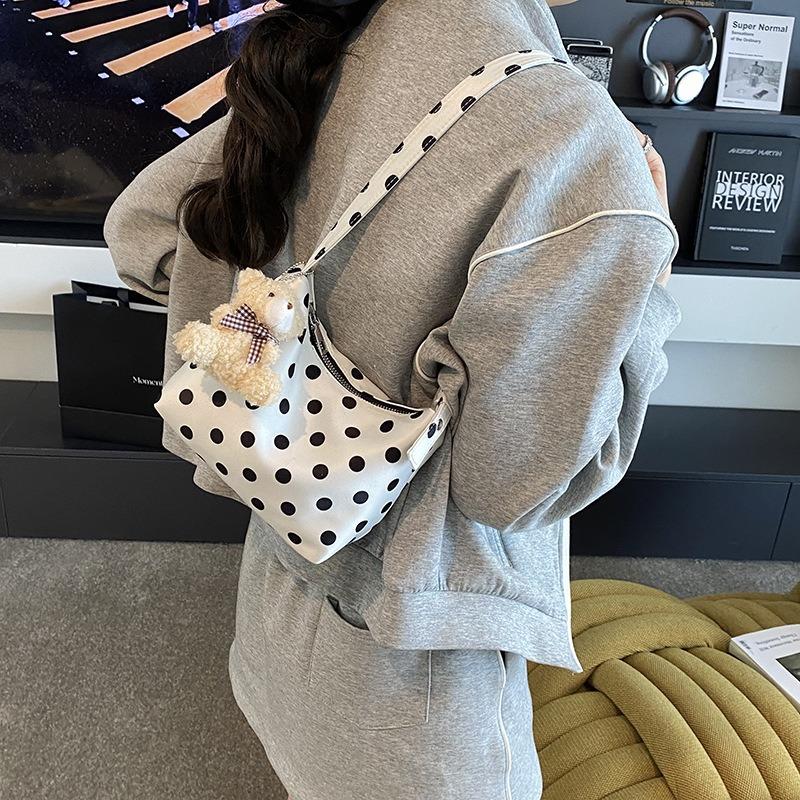 Niche polka dot pillow cloth bag women's new versatile shoulder underarm bag work small bag