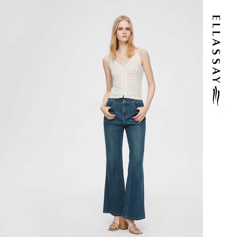 ELLASSAY Women's Lyocell Delicate Crochet Knit Top