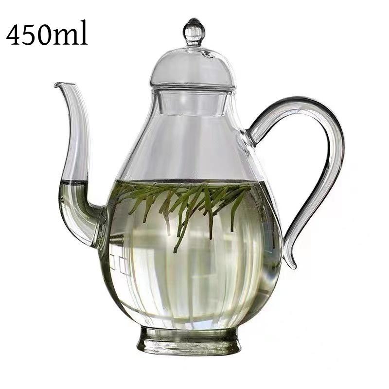 JUSTINLAU 450/650ML Imitation Song-style Teapot Brewing Puer Green Tea Kettle High-borosilicate Glass Water Jug Home Teaware