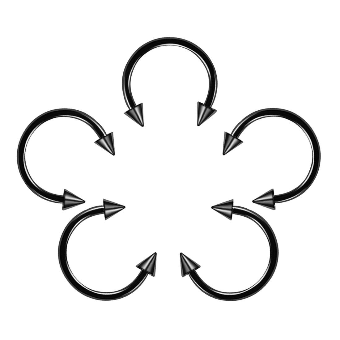 

Мода губная губа кольцо серьги-гвоздики бесшовные пирсинг хирургическая сталь титановая сталь козелка хрящ сексуальные украшения для тела перегородка обруч для носа темперамент 1.2*8+3mm # Cone 03 чёрный