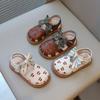 Children Sandals Girls Flower Embroidery Princess Sandals  Fashion New Soft Sole Casual Shoes Size 22-31
