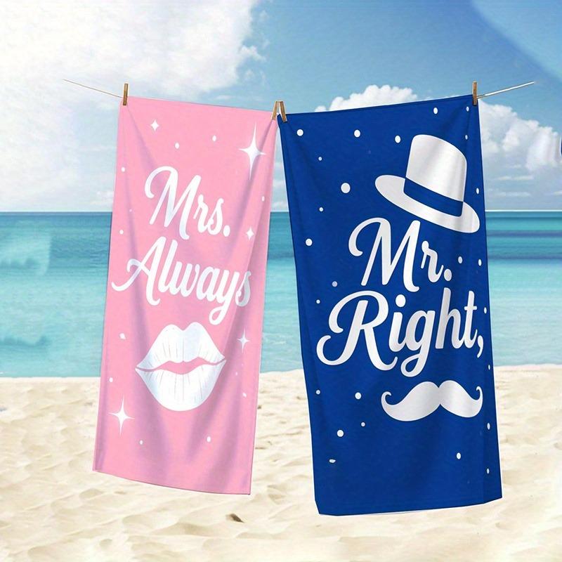 2Pcs Crown Couple Beach Towel Pink And Blue Couple Beach Towel Microfiber Beach Towel Quick-Drying Travel Companion, Gym Towel