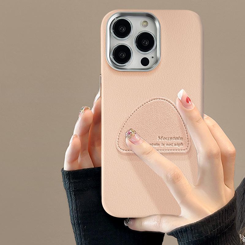 Suitable for Apple 16PRO Phone Case, 15 Simple Leather-textured Stand, 14 Large Holes, Anti-drop 13/12