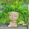Face Planter Pot with Drainage Hole Resin Kissing Women Head Figurine Flowerpot Indoor Outdoor Plants Container Home Balcony Garden Decoration
