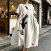 Plus Size Chinese Wash Painting Style Dress for Women Summer Short Sleeve Crew Neck Loose Long Dress Casual Vacation Sundress