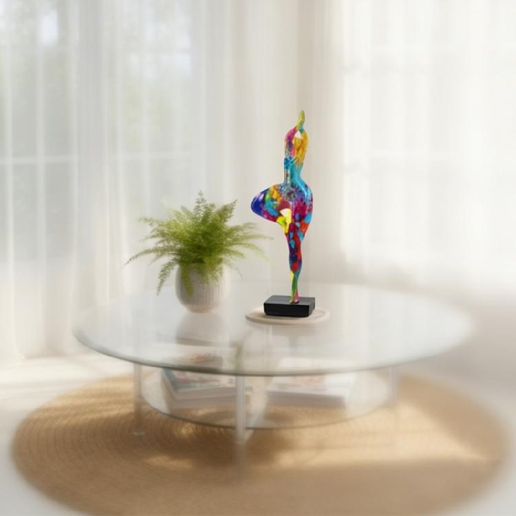 Resin Fat Lady Figurine Abstract Art Woman Statue Graffiti Colorful Ornament for Interior Entrance Desktop Decoration
