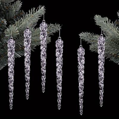 12pcs Sparkling Acrylic Icicle Ornaments - Versatile Christmas Tree Decorations for Holiday & Winter Parties, No Battery Needed, Christmas Decor
