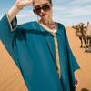 Naher Osten Muslimisches Kleid Seeblaues Band Cape Dubai Loses Fledermaushemd Robenkleid
