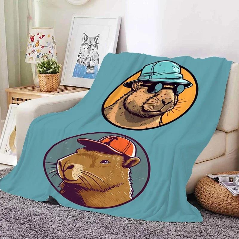 Capibara Lovely Nap Blanket Sofa Winter Warm Bed Fleece Camping Custom Fluffy Soft Blankets Microfiber Bedding King Size