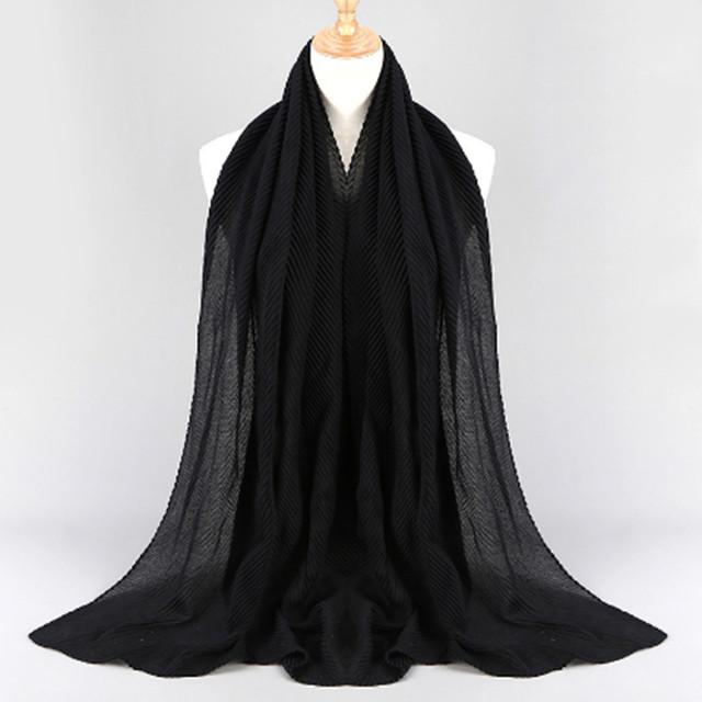 HongBiTu Frauen Reine Farbe Schal Wrap Schal Stola Falten Streifen Hals Wraps Islam Muslim WJ005