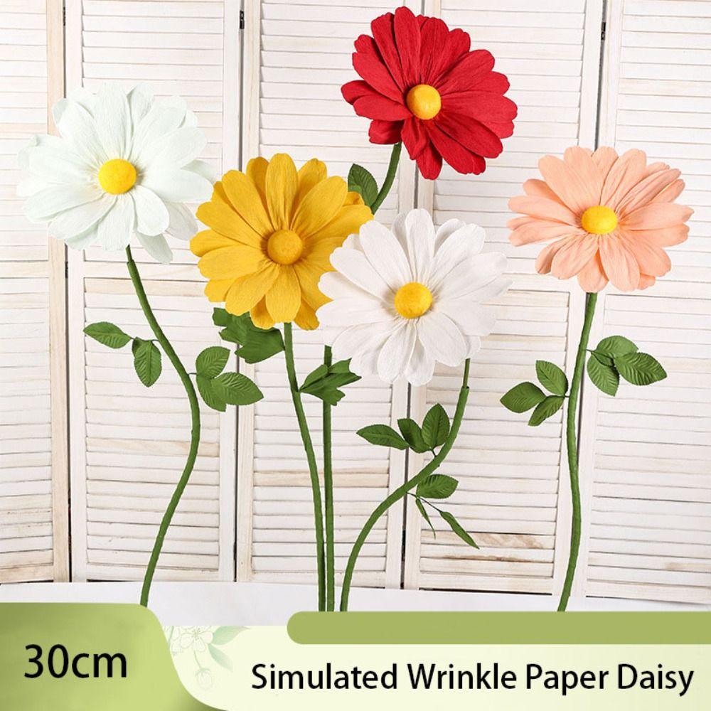 New 30cm Giant Paper Daisy Daisy Wrinkle Paper 3D Chrysanthemum Flower Large Handmade Large Artificial Flower Window Display