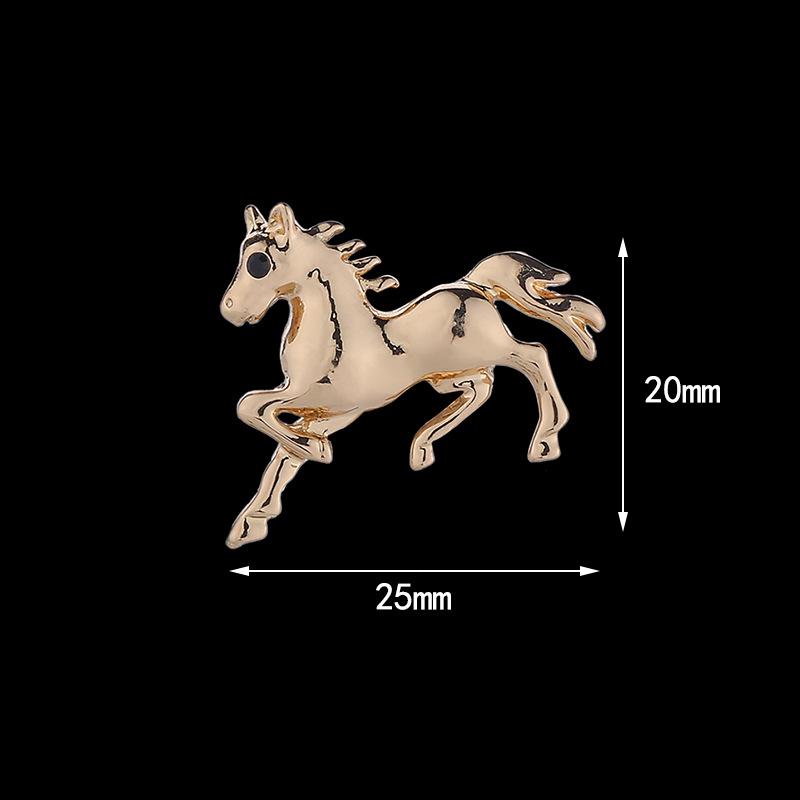 Vintage Solid Color Alloy Galloping War Horse Zodiac Pony Brooch Pins Women Men Fashion Clothing Accessories Suit Lapel Corsage