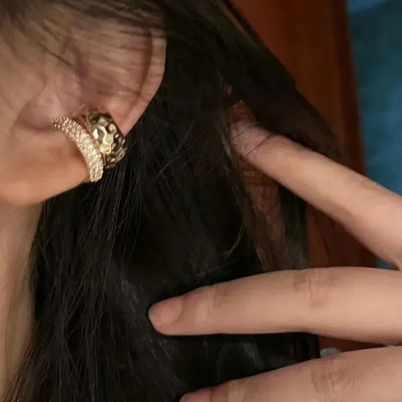 New Personality Gold Color Clip Earrings Fake Piercing Jewelry Set Fashion Lines Snake C-shape Ear Cuffs for Women Party Gift