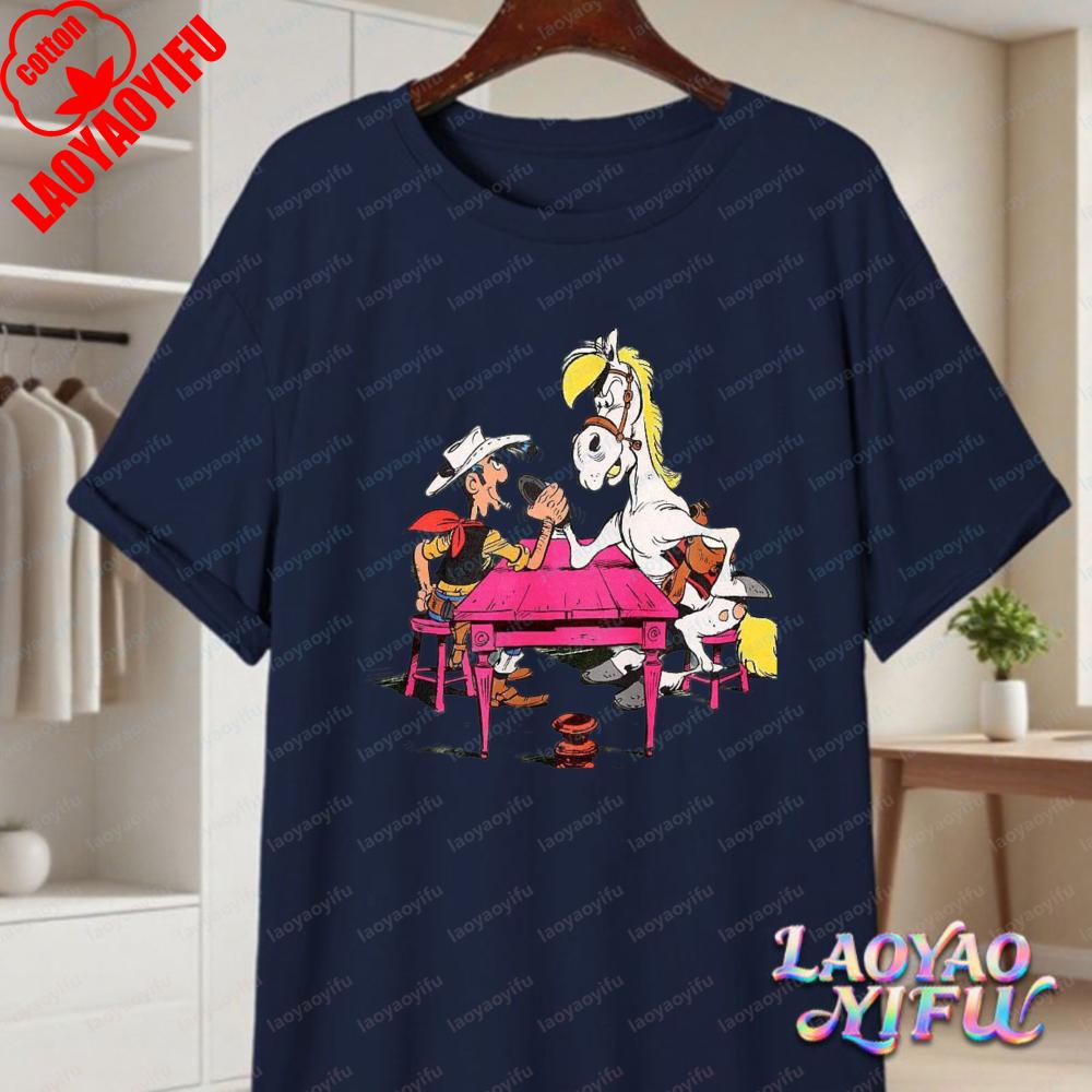Averell Lucky Luke Character Graphic TShirt Nostalgic Cartoon Unisex Cotton Tee Vintage Classic Trend Streetwear Unisexs Clothing