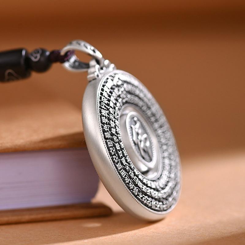 Necklace Rotating Buddha Lotus Heart Sutra Male and Female Safety Buckle Rotating Pendant