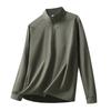 Men's Light Grey Quarter Zip Stand Collar Top, Casual Long Sleeve Quick Dry Shirt for Daily Wear