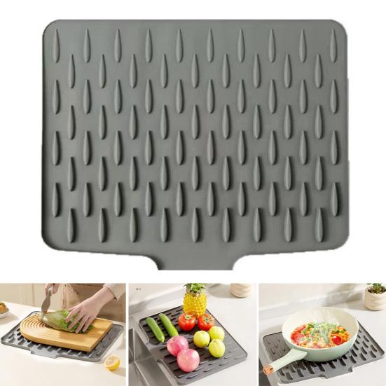 Silicone Slope Drain Mat for Drip-Free Drying Space-Saving Dish Drainer Heat-Resistant Pot Rack Non-Slip Mat for Kitchen Countertop