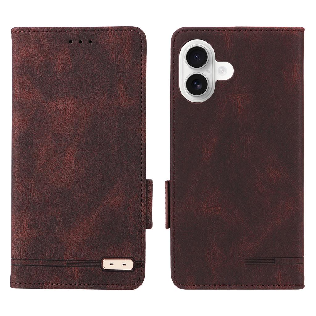 For iPhone 17 Case Leather Wallet Flip Phone Cover with Hardware Decor