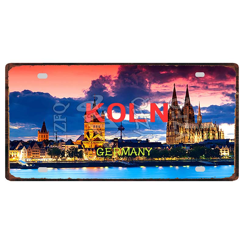 YZFQ30X15CM Bonn Rotterdam Manchester City Retro Tin Metal Sign Travel Souvenir Wall Pub Shop Home Garage  Art Decor  DC-1297B