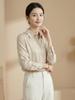 Elegant Women's Jacquard Silk Blouse - Long Sleeve Solid Mulberry Silk Top for Spring 2026