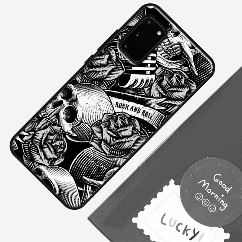 Rock and Roll Skull Phone Case For Samsung Galaxy S23 S26 Ultra S20 S21 S22 S24 S25 Plus S10 S25 FE Cover Shell