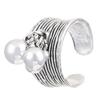 Summer Distressed Open Adjustable Bell Ring for Women with Retro Niche Design Bead Ball