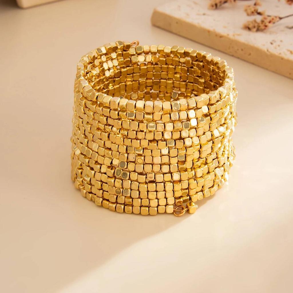 Ingemark Vintage Multi Layer Wide Bracelet for Women Punk CCB Acrylic Bead Chain Bangle Bracelet Fashion Jewelry Accessories