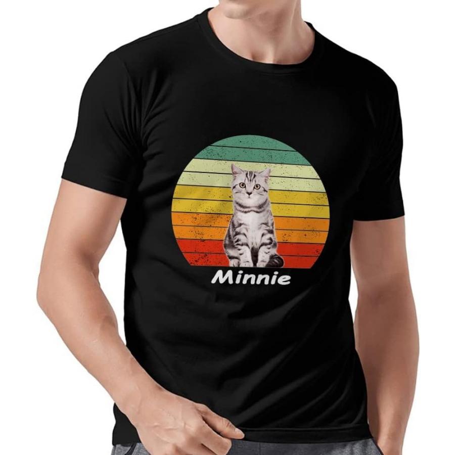 CafeTime American Shorthair Cat T-Shirt Rainbow Stripe Short Sleeve Shirts for Men Personalized Cotton Multi Colors, American Shorthair Cat2, Small XXXXXL разноцветный