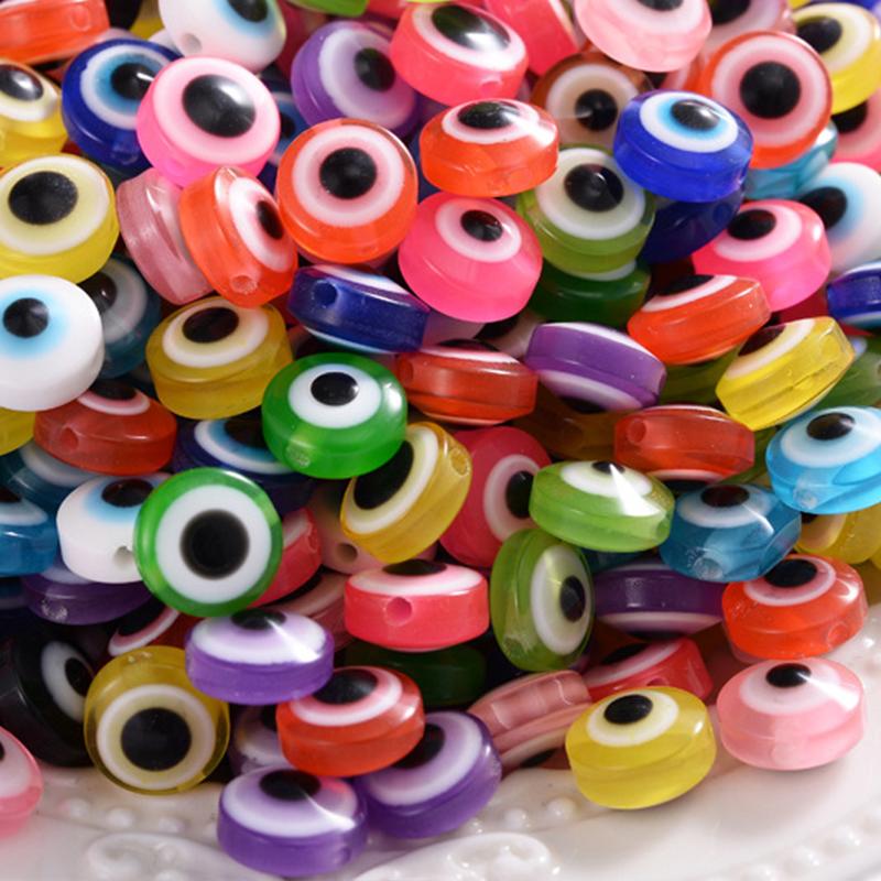 400 Pcs Eye Beads Multicolor Resin Flat Round Eye Beads DIY Loose Beads Spacer Beads for Jewelry