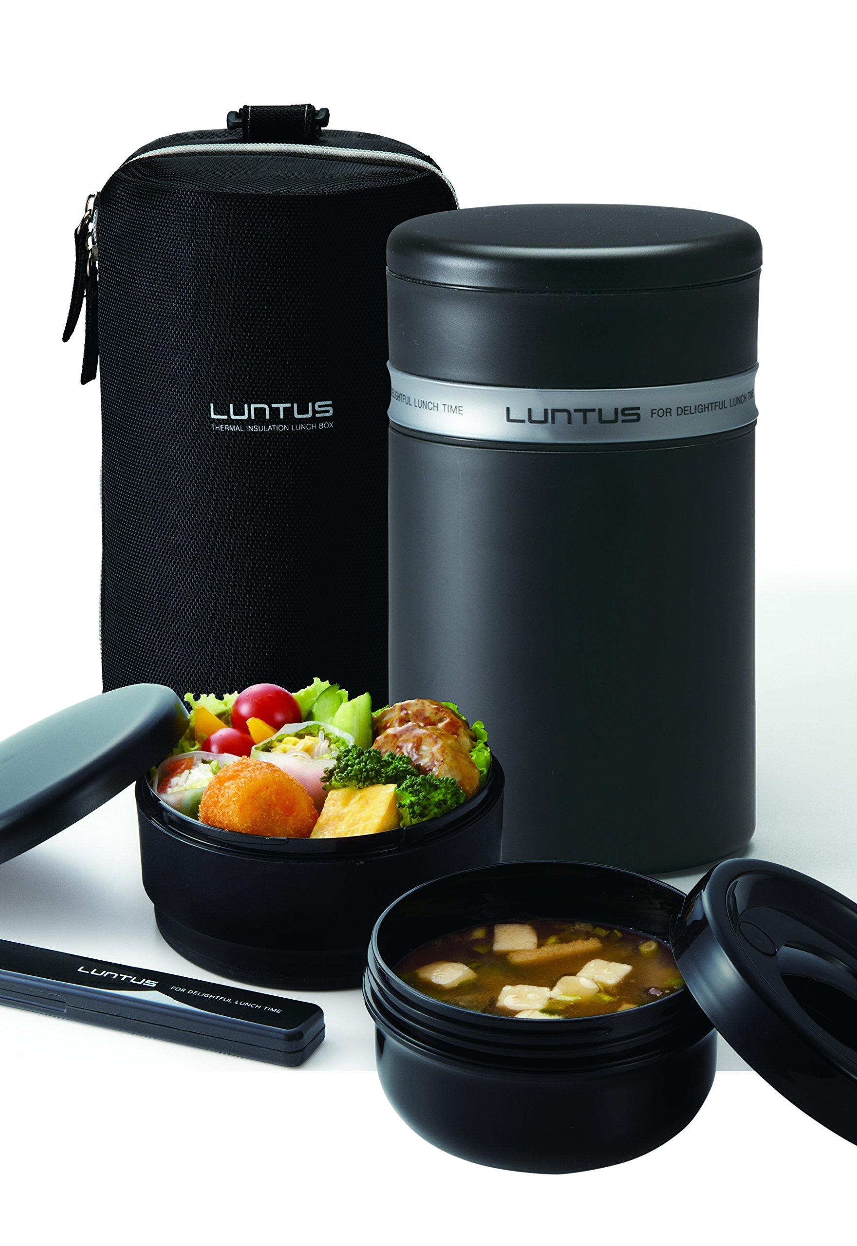 

Asvel Stainless Steel Insulated Lunch Box with Bag [Lantus BS] Black HLB-B1040N